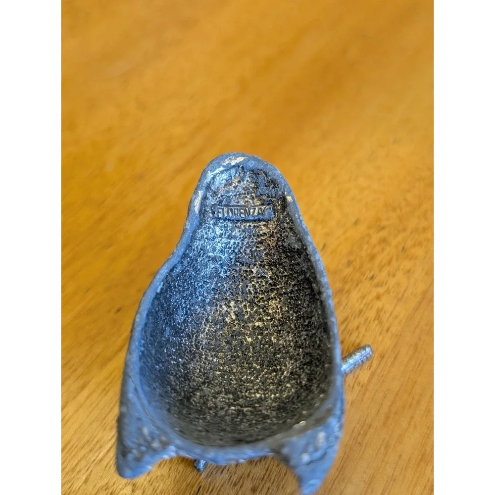 MCM Vintage FLORENZA Silver Cast Metal Blue Rhinestone Eyed Bird Trinket Box 3